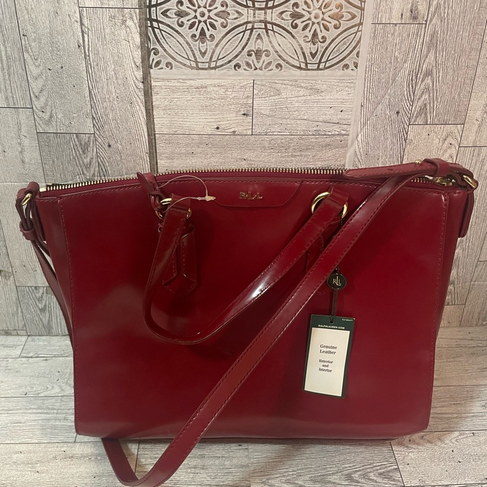 Ralph Lauren Red Leather purse with the tag